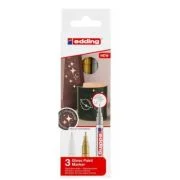 Marker cu vopsea Edding 751, corp metalic, varf rotund, 1-2 mm, set 3 bucati