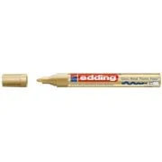 Marker permanent Edding 750, cu vopsea, corp metalic, alb, varf rotund, 2-4 mm, auriu
