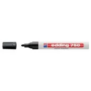 Marker permanent Edding 750, cu vopsea, corp metalic, alb, varf rotund, 2-4 mm, negru