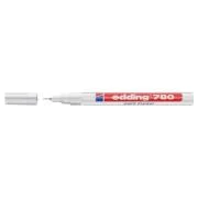 Marker permanent Edding 780, cu vopsea, corp aluminiu, varf rotund, 0. 8 mm, alb