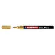 Marker permanent Edding 791, cu vopsea, corp plastic, varf rotund, 1-2 mm, auriu