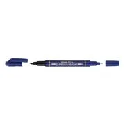 Marker permanent Pentel TWIN TIP 0. 3/1. 2 mm albastru, rezistent, durabil, cerneala rezistenta la apa