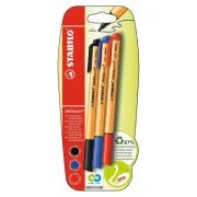 Marker Stabilo Greepoint, 0. 8 mm, albastru, negru, rosu, set 3 culori/blister