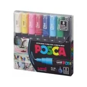 Marker UNI PC-1M 0. 7 mm, set 8 culori, Posca