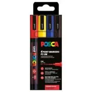 Marker UNI PC-3M 0. 9-1. 3 mm, set 4 culori, Posca
