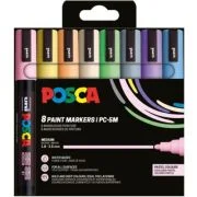 Marker UNI Posca PC-5M, varf rotund, 1. 8-2. 5mm, set 8 culori pastel