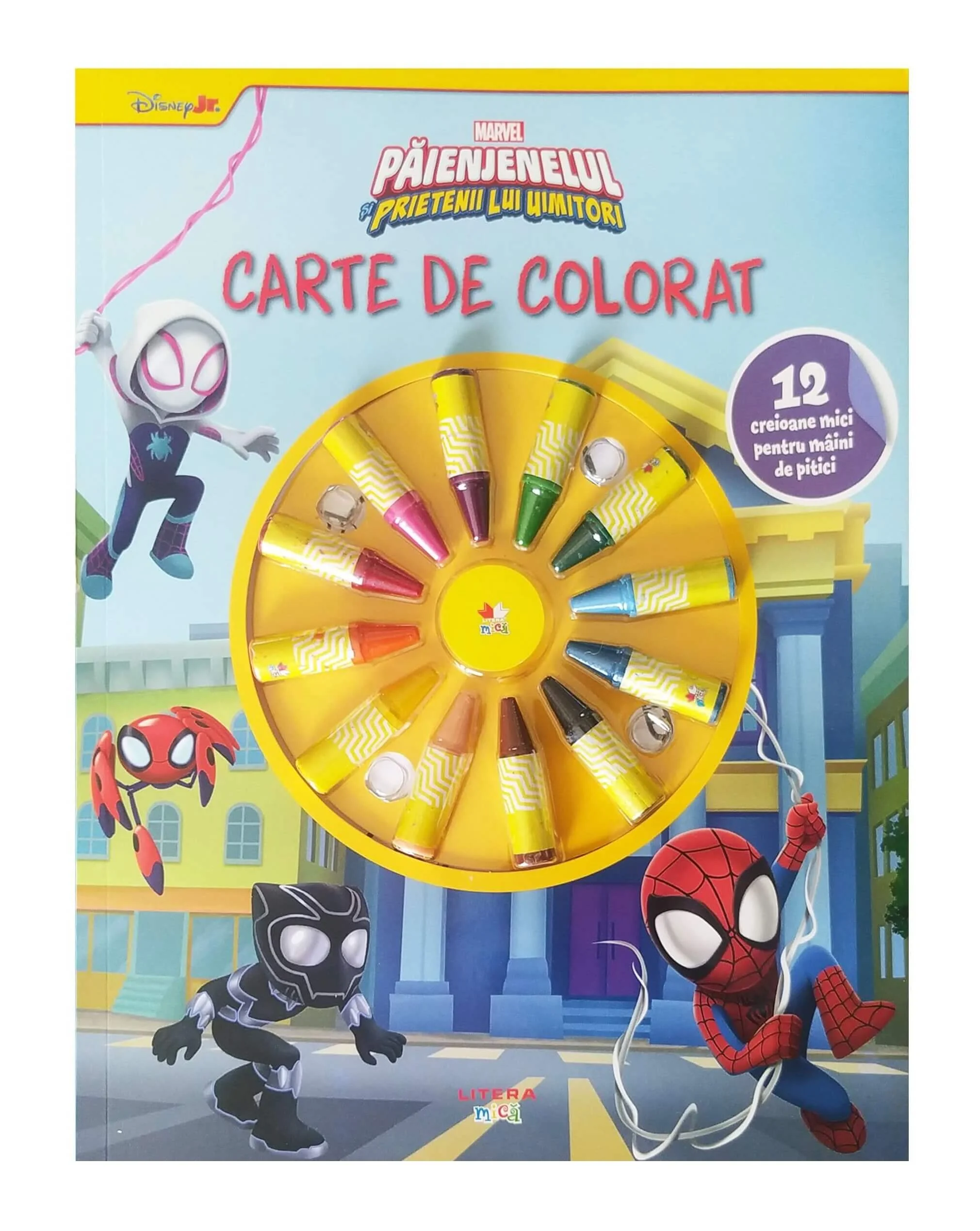 Marvel. Paienjenelul si prietenii lui uimitori. Carte de colorat. 12 creioane mici pentru maini de pitici