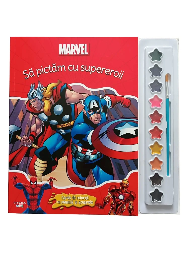 Marvel. Să pictăm cu supereroii. Carte de colorat cu pensulă și acuarele