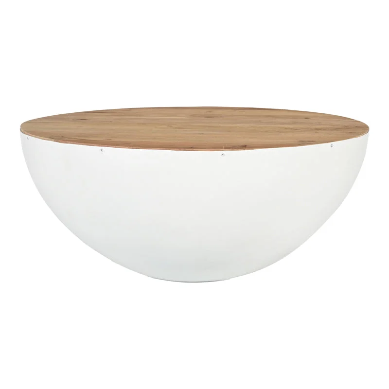 Masa de cafea Boho Coffelty, Alb, 90x90x40 cm