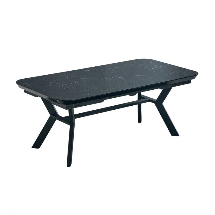 Masa extensibila HOGU, dreptunghiulara, marmura negru, 195 275x100x73 cm