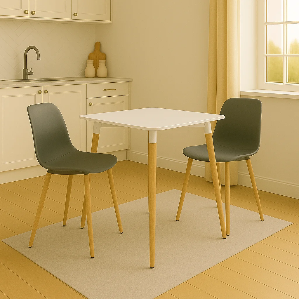 Masa Natali MDF blat alb picioare Naturale 80x80x73 cm