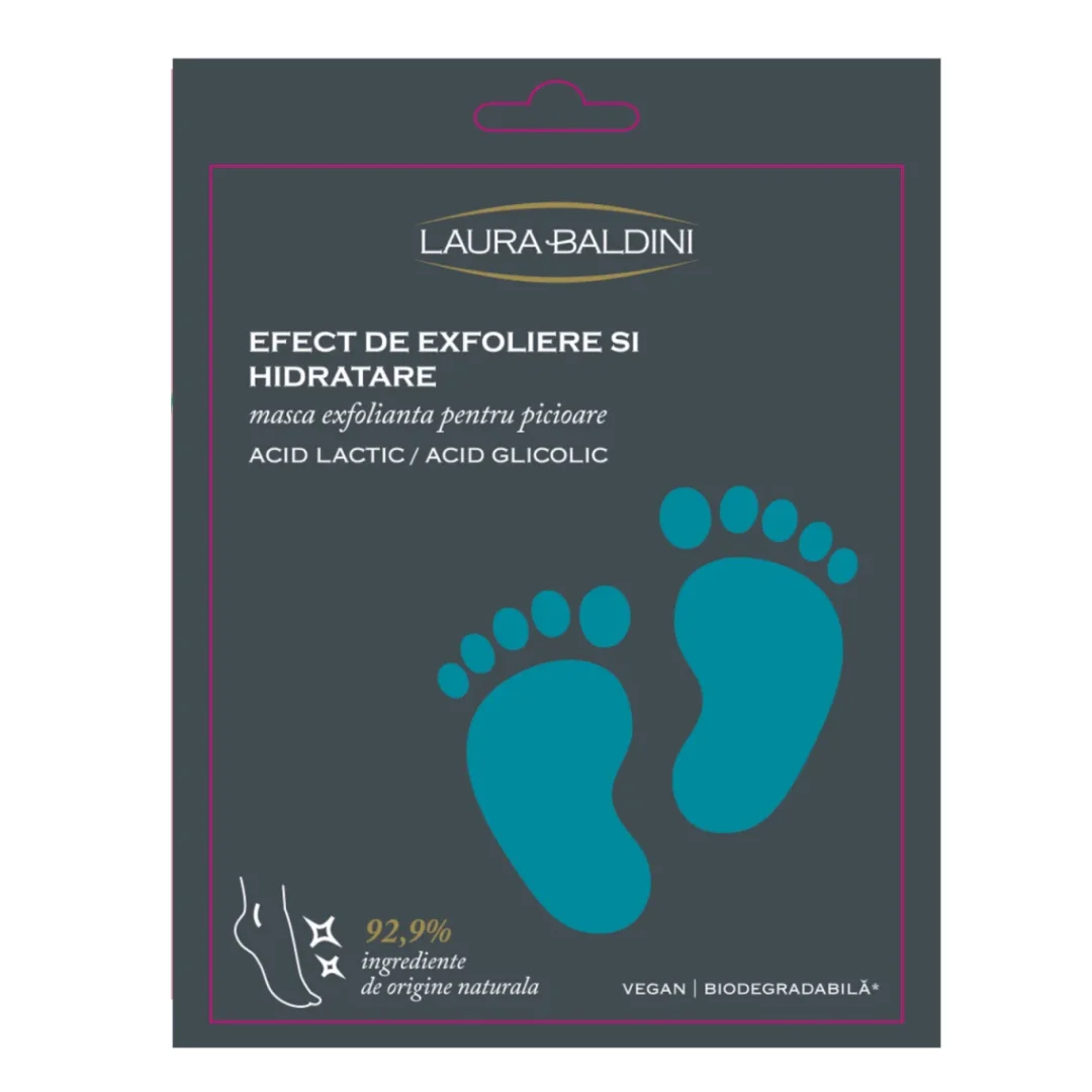 Masca servetel exfolianta pentru picioare, 23 ml, Laura Baldini