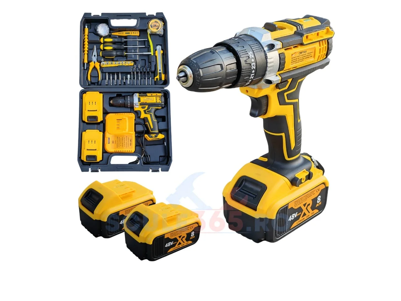 Masina de insurubat bormasina cu 2 acumulatori, 30 piese, 8AH, 48v, trusa cu valiza Protools CMP1664