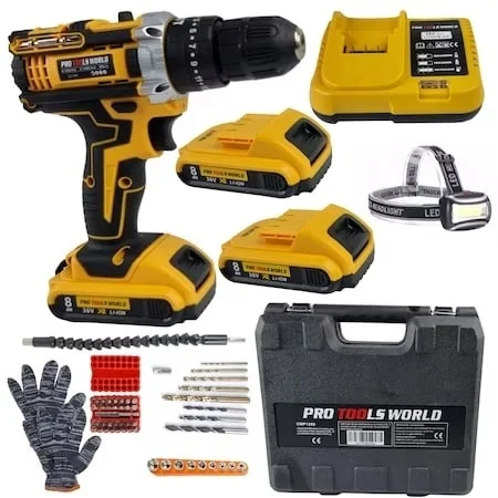 Masina de insurubat bormasina cu 2 acumulatori 58 Piese, 36V 8AH, Trusa cu valiza transport, CMP1260