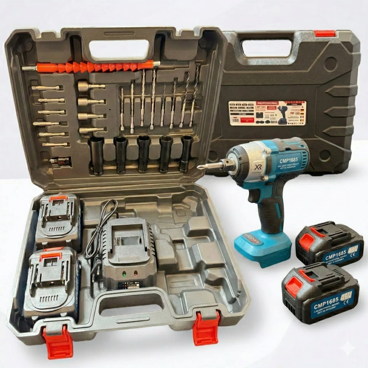 Masina de insurubat Cheie cu impact 450nM, cu 2 acumulatori 48v, 8ah, 4000rpm, 3200bpm Campion PROFESSIONAL CMP1685