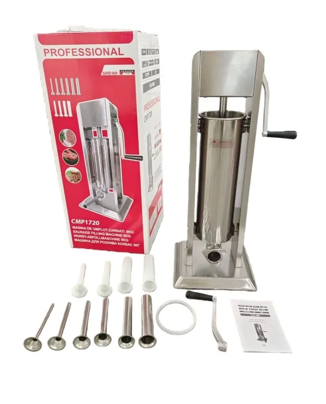 Masina de umplut carnati profesionala FULL-INOX, 9KG, 6 palnii inox, Campion CMP1720
