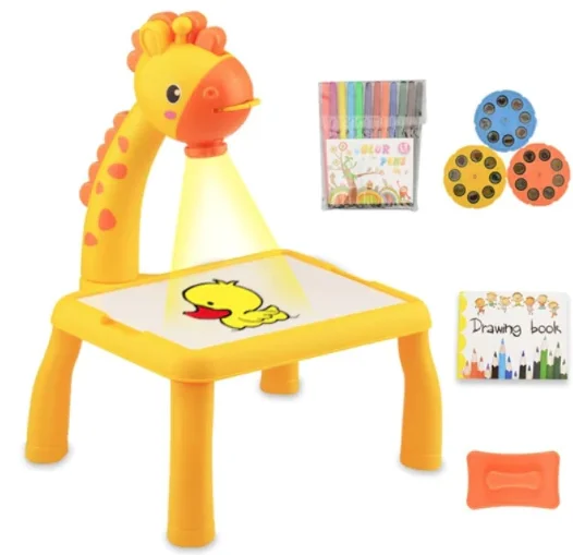 Masuta de desenat GALBENA cu proiector diapozitive holograme