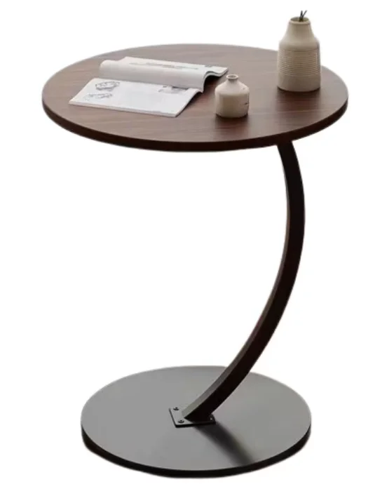 Masuta rotunda pentru cafea MDF cu metal 40 x 62.5 cm maro cu negru