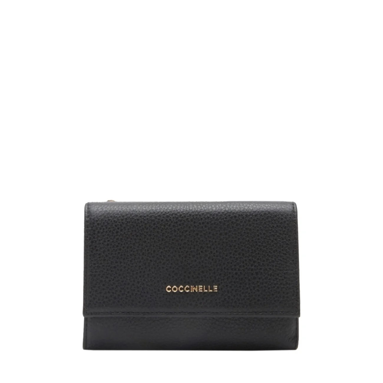 Metallic soft compact wallet noir