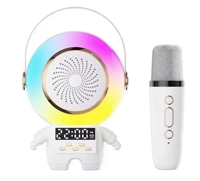 Mini boxa portabila Bluetooth cu 1 microfon wireless pentru copii statie Karaoke model Astronaut