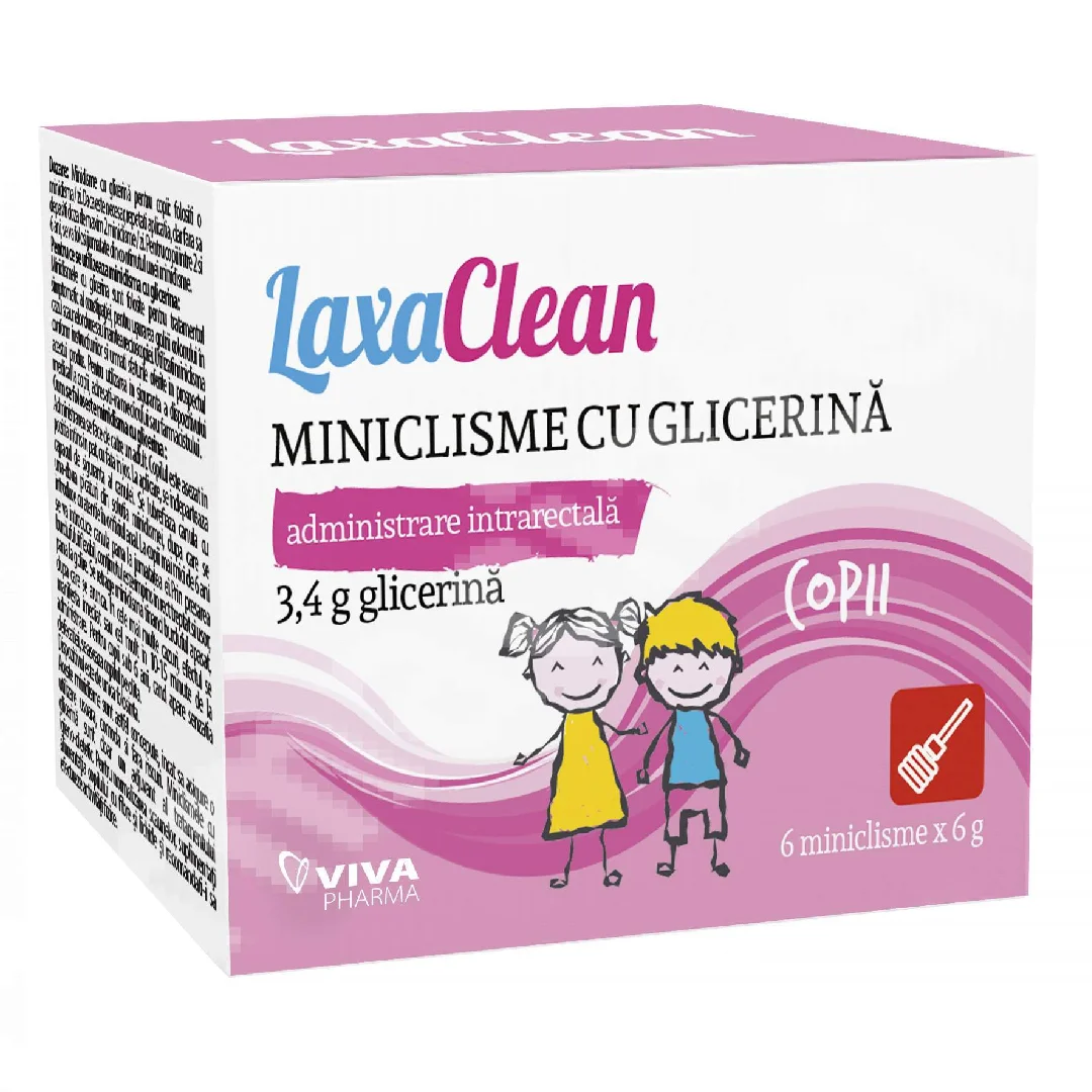 Miniclisme cu glicerina pentru copii Laxaclean, 6 miniclisme, Viva Pharma