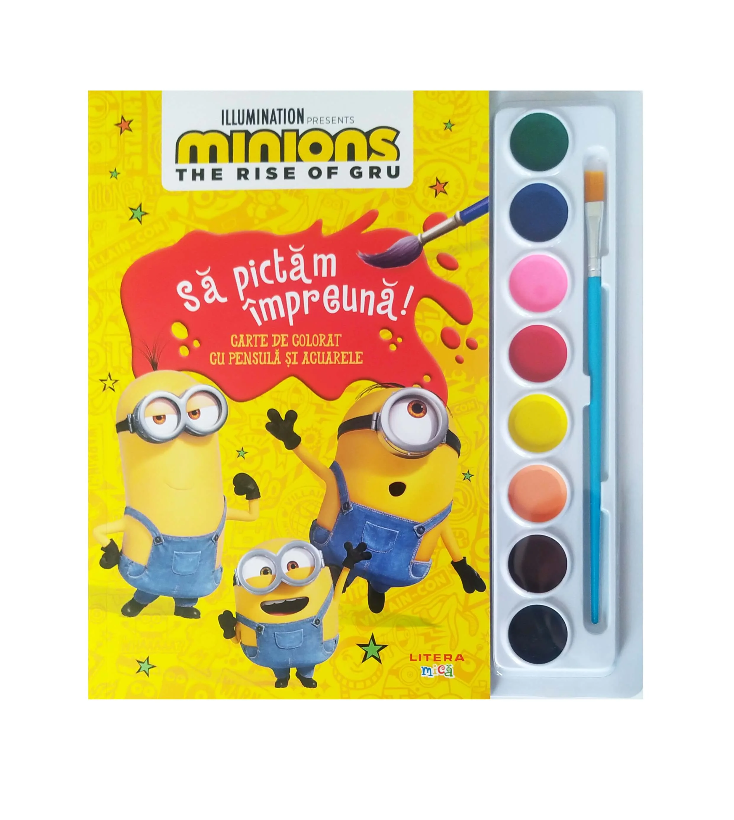Minions. The Rise of Gru. Sa pictam impreuna! Carte de colorat cu pensula si acuarele