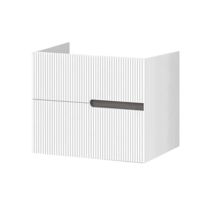 Mobilier pentru lavoar pe blat 60 cm, alb, cu riflaje, Fluminia Malta