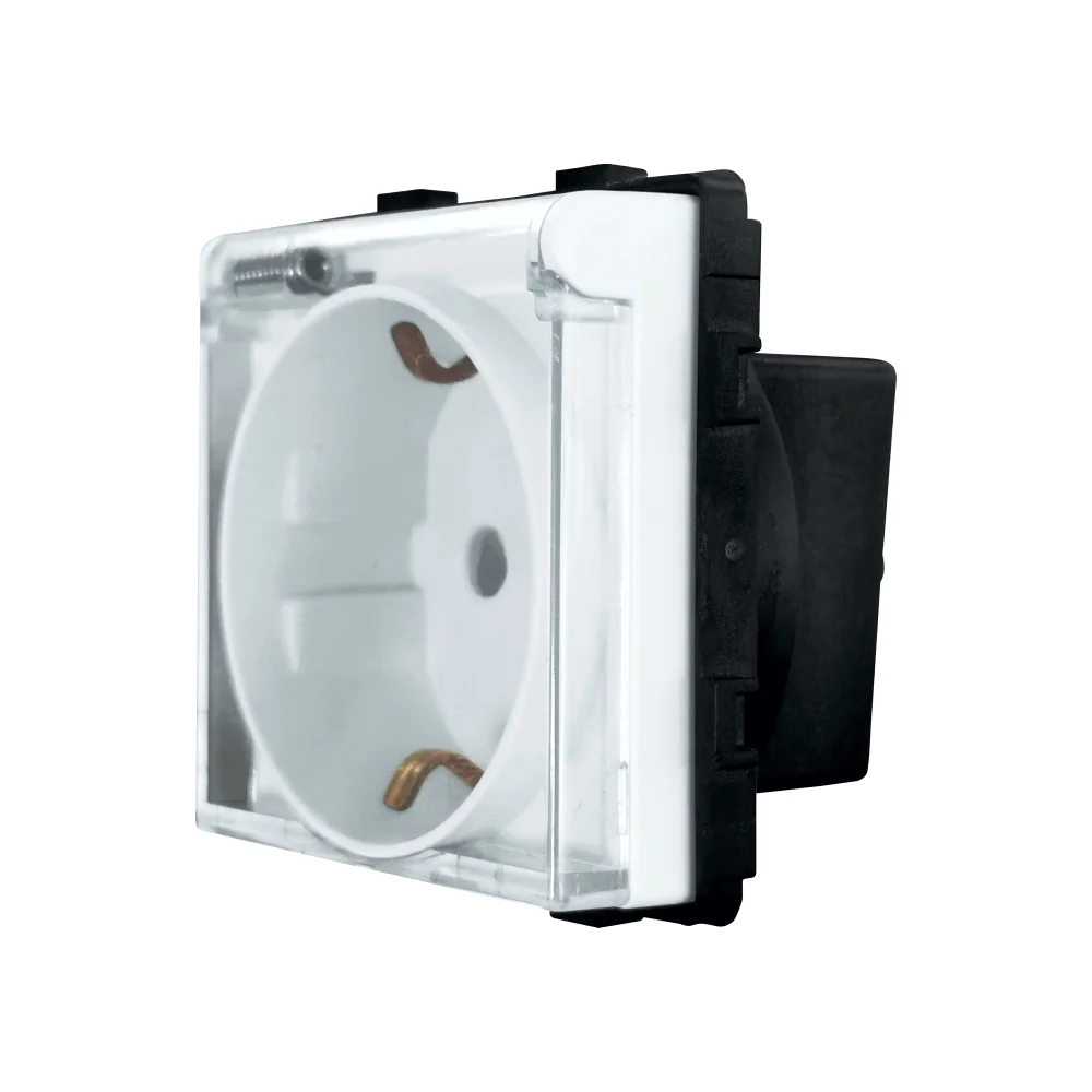 Modul Priza Simpla cu Capac Fara Rama Din Sticla LUXION