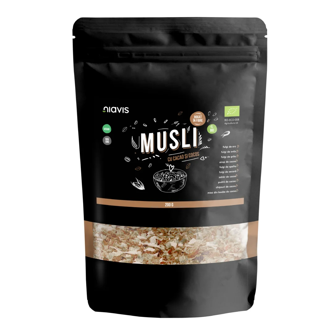 Musli bio cu cacao si cocos, 200g, Niavis