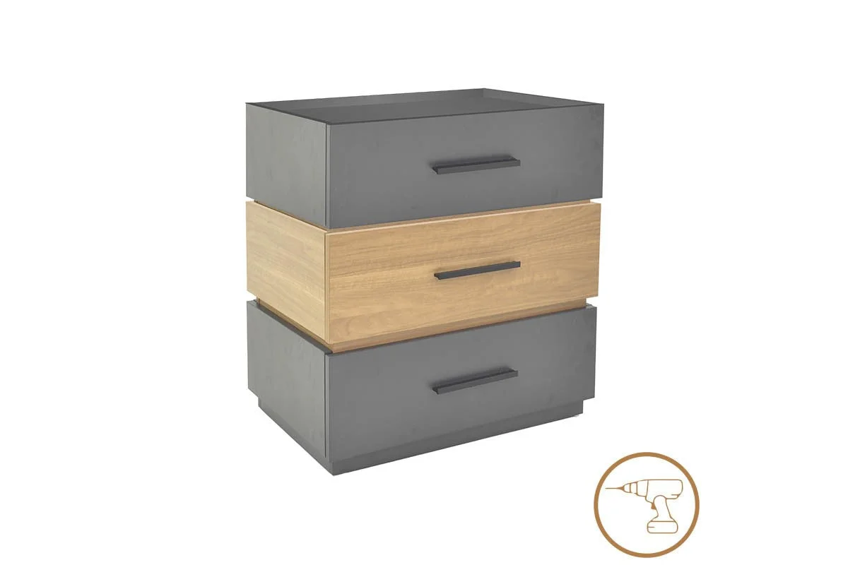 Noptiera Sonlen din melamina si mdf  Sonoma-carbon 60x40x66cm