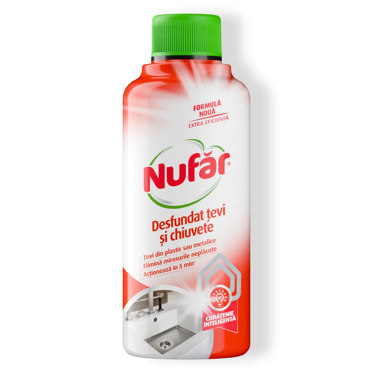 Nufăr Desfundat Țevi și Chiuvete, Desfundă și Elimină Mirosurile Din Baie și Bucătărie, 375 Ml