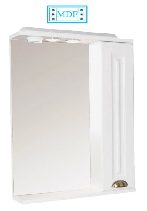 Oglinda cu iluminare LED, seria 172, front MDF, alb rustic, 60x71 cm