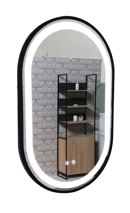 Oglinda cu iluminare LED si functie dezaburire, MD3, rama neagra, 50x80 cm