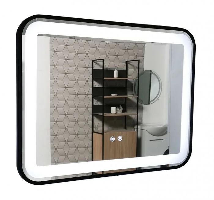 Oglinda cu iluminare LED si functie dezaburire, MD3, rama neagra, 80x60 cm