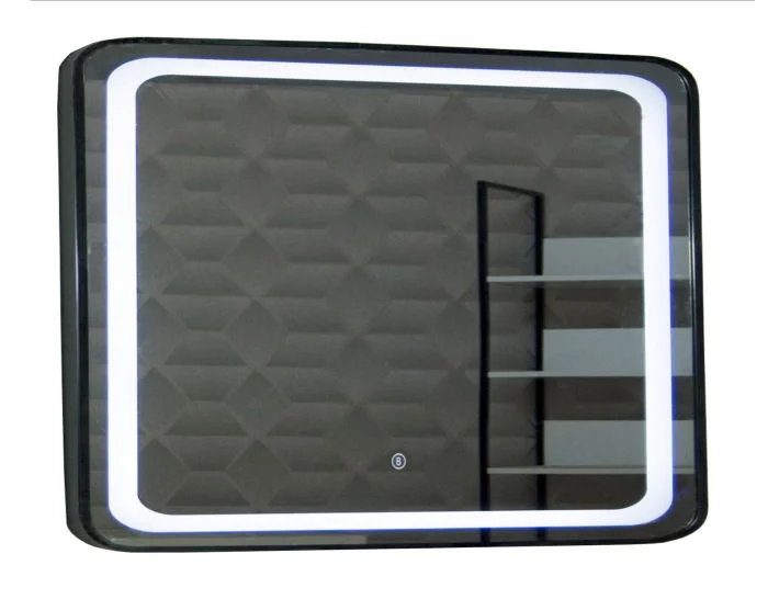 Oglinda cu iluminare LED si intrerupator touch, MD3, rama neagra, 80x60 cm
