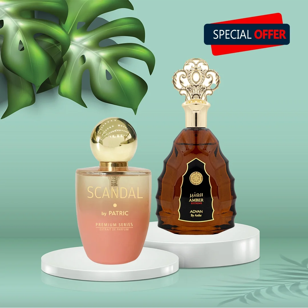 Pachet 2 parfumuri, Scandal by Patric si Amber Extreme by Adyan, 100 ml