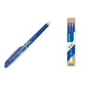 Pachet Roller Pilot Frixion PBL-FRP5-L, 0. 5mm, albastru, cu guma de sters si Rezerva roller cu gel Pilot Frixion Ball 3 bucati/set