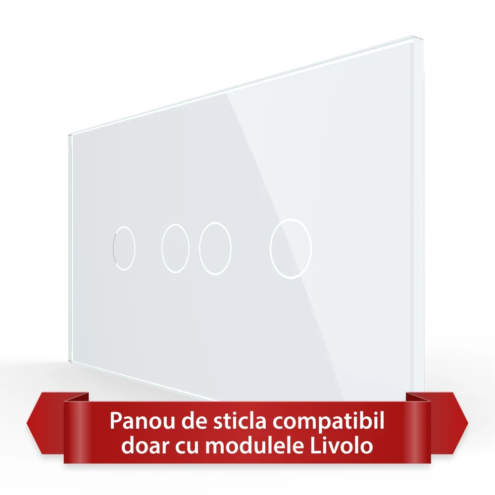Panou Intrerupator Dublu + Dublu cu Touch LIVOLO din Sticla, Standard Italian – 4M