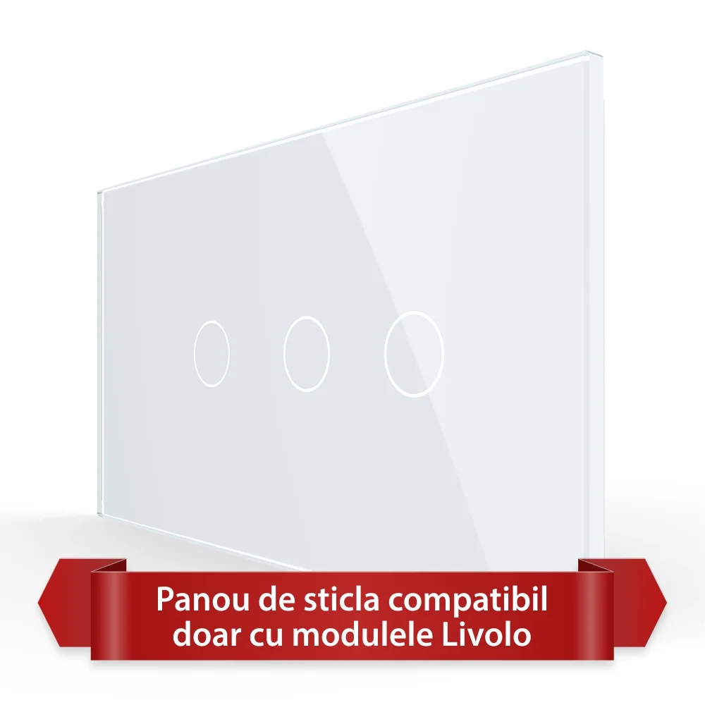 Panou Intrerupator Simplu + Dublu cu Touch LIVOLO din Sticla, Standard Italian – 4M