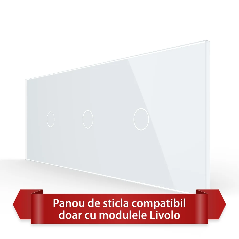 Panou Intrerupator Simplu + Simplu + Simplu cu Touch LIVOLO din Sticla, Standard Italian – 6/7M