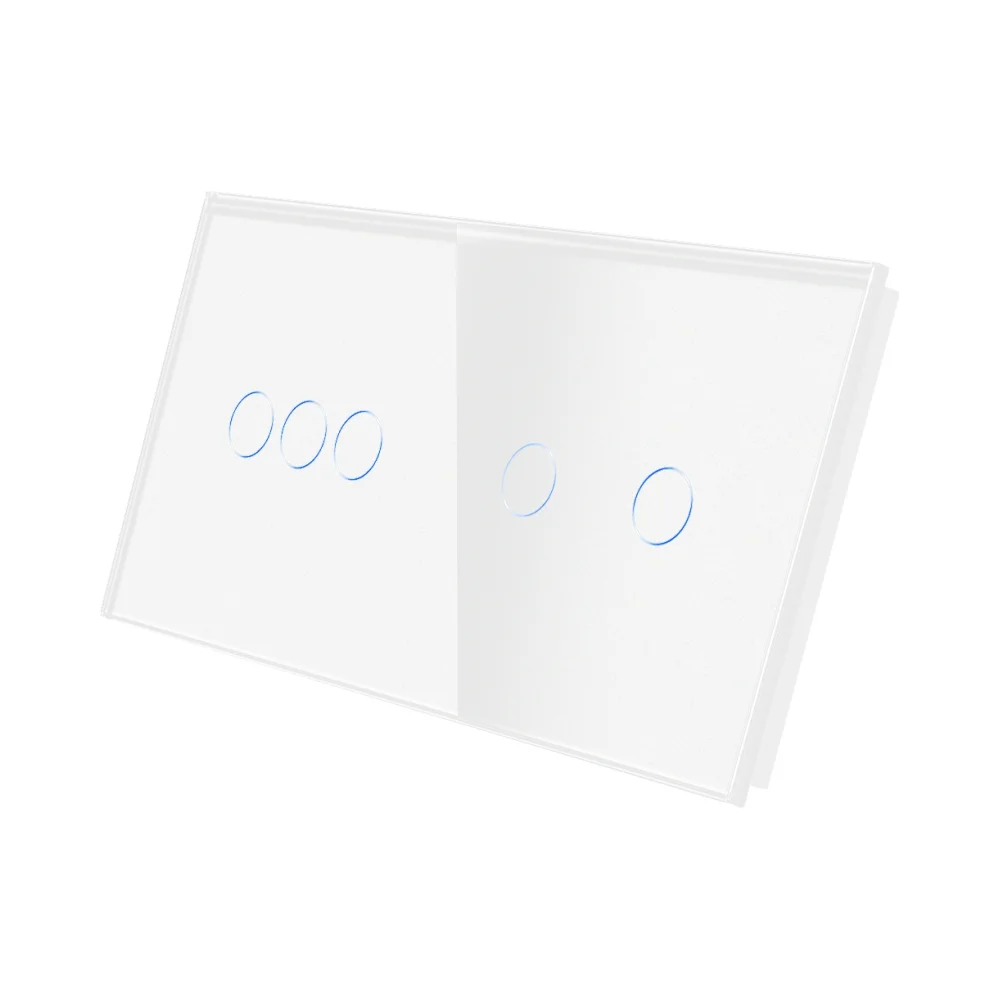 Panou Intrerupator Triplu + Dublu cu Touch Din Sticla LUXION