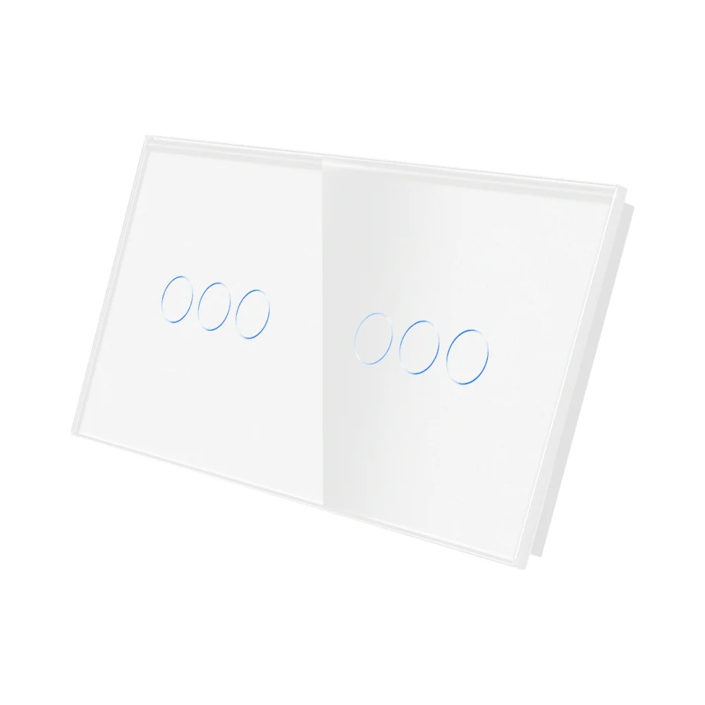 Panou Intrerupator Triplu + Triplu cu Touch Din Sticla LUXION