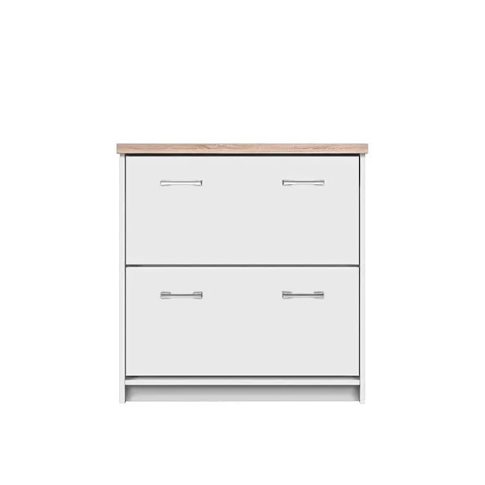 Pantofar TOP MIX, 2 usi tip clapeta, alb, 80x27x85 cm