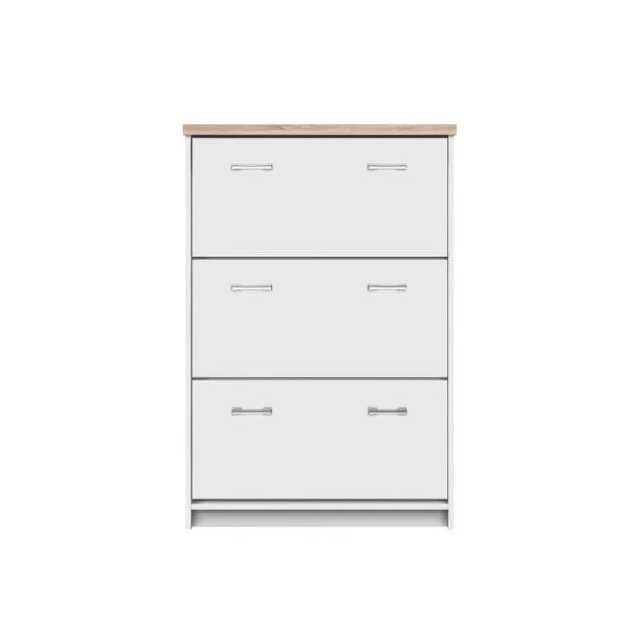 Pantofar TOP MIX, 3 usi tip clapeta, alb, 80x27x121 cm