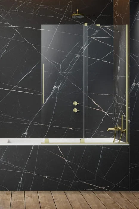 Paravan cada glisant, 170x150 cm, auriu periat, orientare dreapta, Radaway Furo