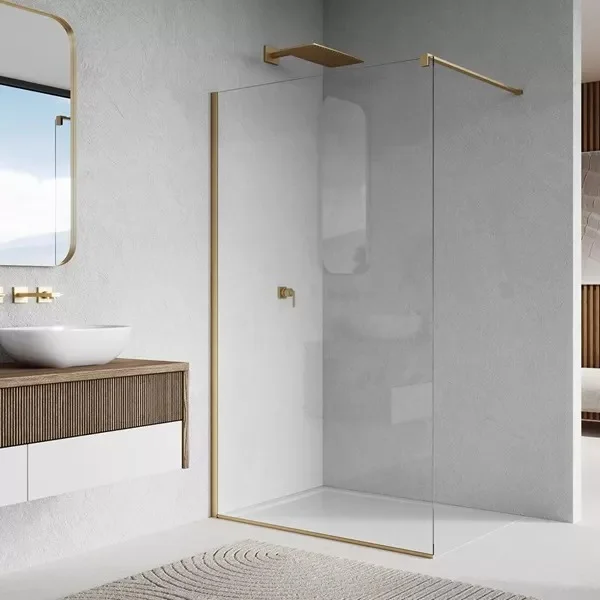 Paravan dus sticla walk-in 100x200 cm auriu periat Sanswiss Easy STR4P