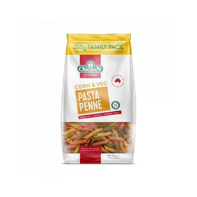 Paste penne din porumb si legume fara gluten, 350g, ORGRAN