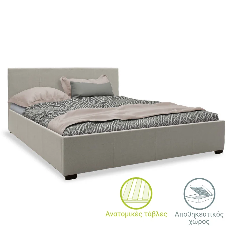 Pat dublu Norse  cu depozitare din stofa Gri 160x200cm