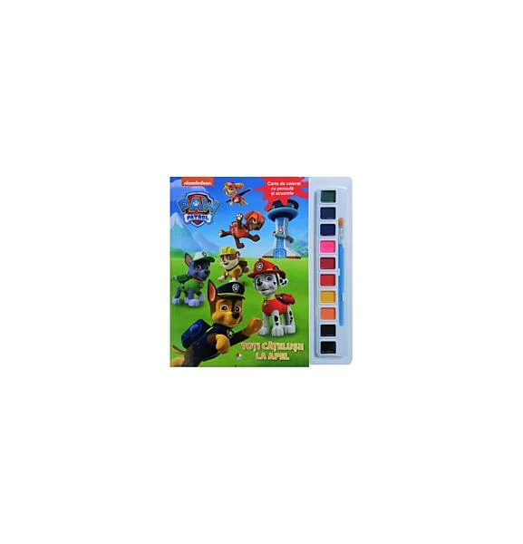 Patrula Cățelușilor. Toți cățelușii la apel. Carte de colorat cu pensule și acuarele - Paperback brosat - Nickelodeon - Litera mică