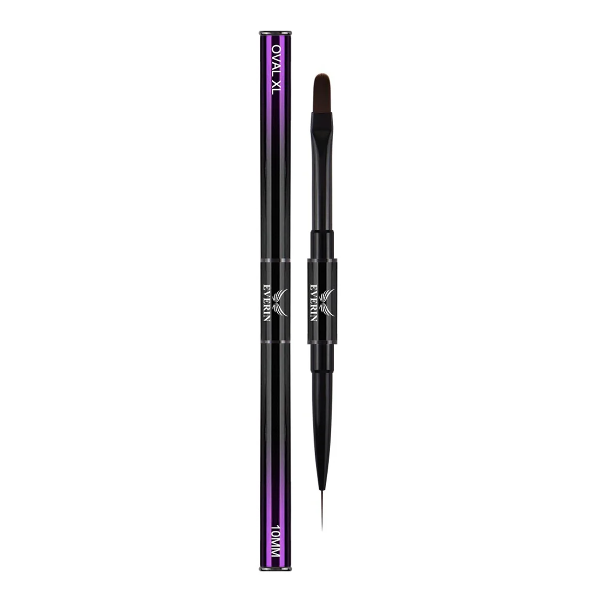 Pensula Dubla Pro Art Oval 10mm si Liner 10mm Purple Everin - Everin